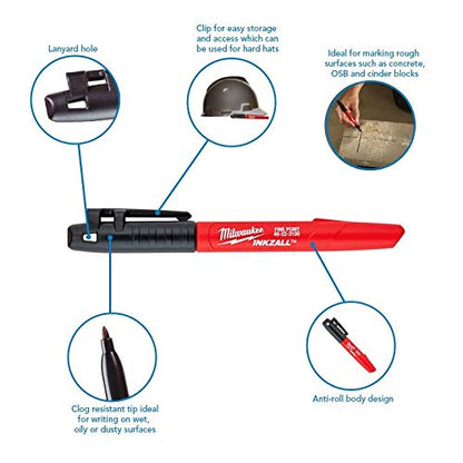 Milwaukee 48-22-3100 Pennarelli Inkzall, fine, 1 pezzo, Nero