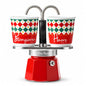 Bialetti Mini Express Tricolore Damier Moka Set con 2 Tazzine, 90 ml