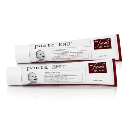 confezioni di Fiocchi di riso Pasta EMU® Crema Lenitiva con Aloe Vera e Omega 3, 6 e 9, per Pelli Sensibili