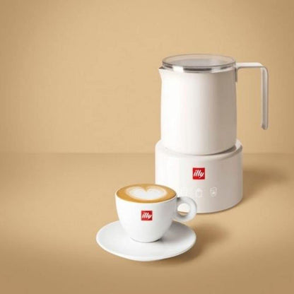 ILLY Milk Frother Bianco | Montalatte Elettrico per Schiuma latte Calda e Fredda e Cioccolata Calda