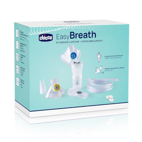 Chicco Kit Accessori per Aerosol a Pistone - Mascherina Pediatrica e per Adulti, Ampolla Breath Enhanced, Boccaglio, Forcella Nasale, Filtri