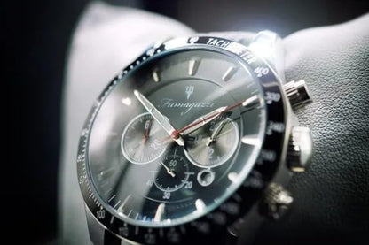 Generico FU002 Orologio da Polso Fumagazzi - Velocs “Acciaio”, ø 45 mm, Cinturino Acciaio Solido Lucido, Movimento Cronografo, Water Resistant 5 atm