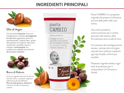 Set Fiocchi di Riso Pasta Cambio Crema Protettiva e Polvere Dermotalco, con Ceramidi e Kokum, per Bebè, 2 Unità