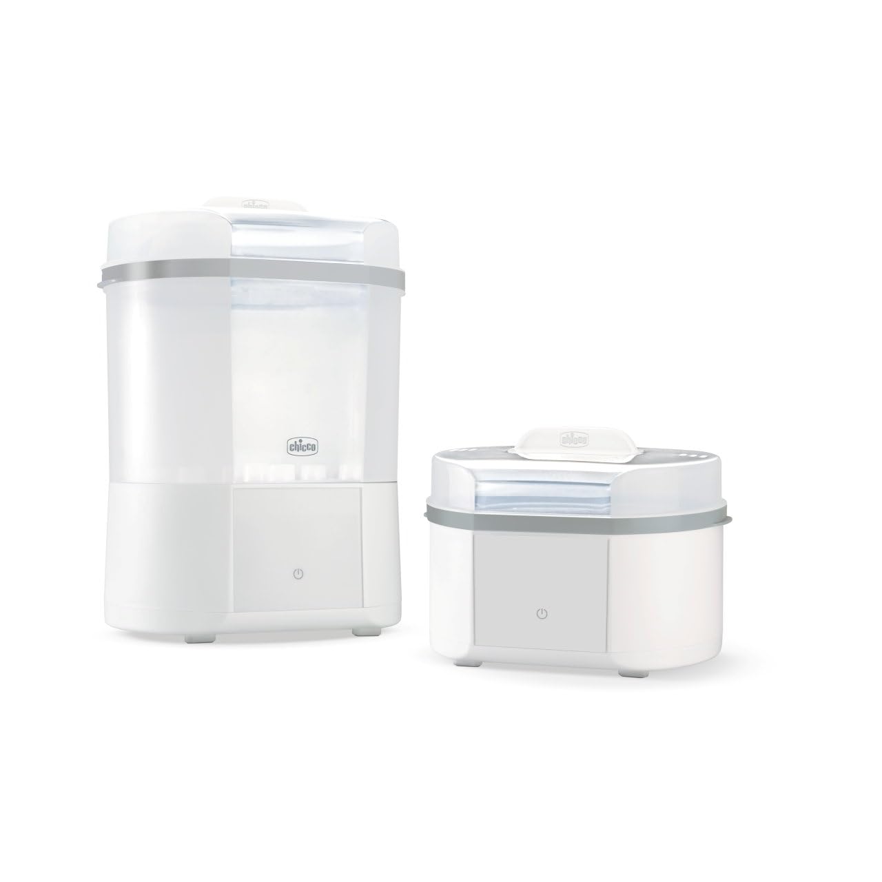 Chicco Sterilizzatore Elettrico, Sterilizzatore Biberon, Tiralatte e Ciuccio, con 3 Configurazioni e 3 Cicli di Utilizzo, Funzione Asciugatura, Adatto al Microonde, Fino a 6 Biberon da 330 ml, Bianco