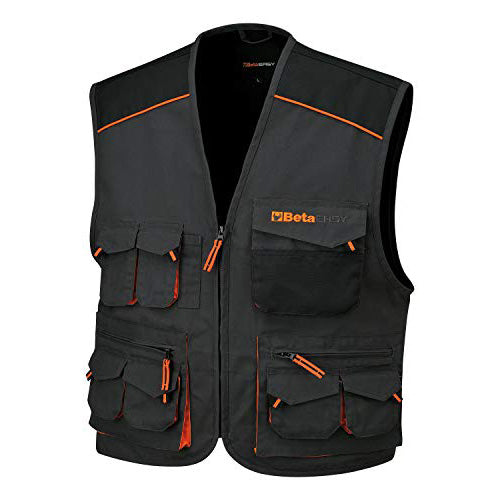 BETA 7867G M Gilet leggero da Lavoro in T/C twill, 65% Poliestere e 35% Cotone, con Tasche al Petto, Taschino Porta Penna, Inserto Porta Badge, Tasconi in Vita e Inserti Antiabrasione, Grigio