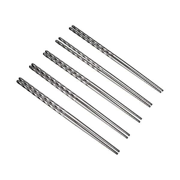 Fackelmann Asia Line 10 Bacchette Cinesi in Acciaio, Argento, 23 x 11.7 x 0.7 cm