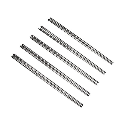 Fackelmann Asia Line 10 Bacchette Cinesi in Acciaio, Argento, 23 x 11.7 x 0.7 cm