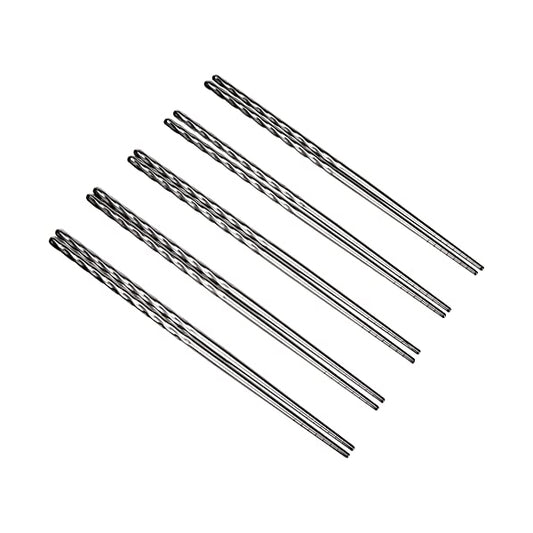 Fackelmann Asia Line 10 Bacchette Cinesi in Acciaio, Argento, 23 x 11.7 x 0.7 cm