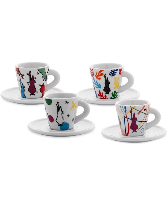 Bialetti Set 4 Tazzine Con Piattino Espresso Arte 2021