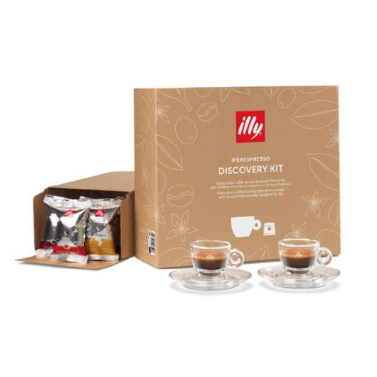 illy Kit Degustazione con 2 Tazze Espresso in Vetro logo 20 Capsule Caffè iperespresso in Omaggio