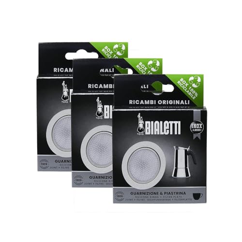 Bialetti Set di 3 Confezioni di Guarnizioni per Moka in Acciaio | Ricambi Originali per modelli : Musa, Venus, Kitty, Class | Scegli il formato