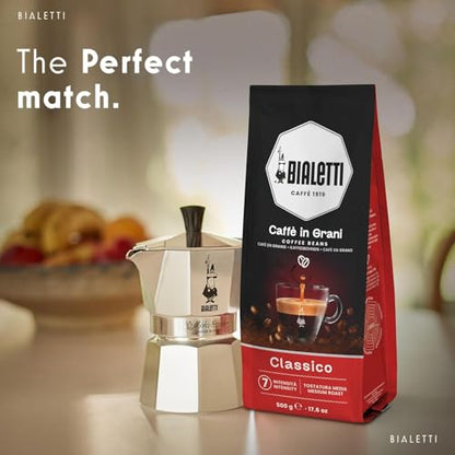 BIALETTI Caffè in Grani, Sacchetti da 1 Kg, Classico Intenso Nocciola Pregiato, Caffè Tostato in Grani per Macchine Automatiche