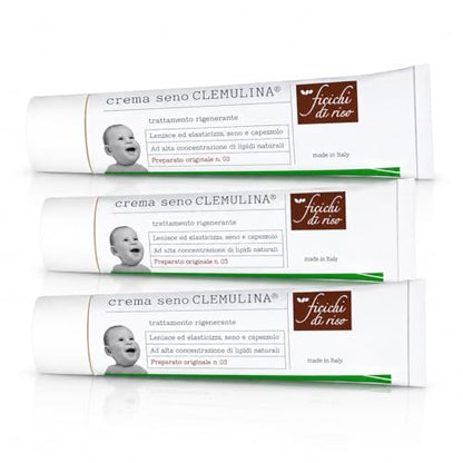 Fiocchi di Riso CLEMULINA Crema Seno, 15ml, con Omega 3, 6, 9, Lenisce e Elasticizza, Previene Irritazioni, per Allattamento