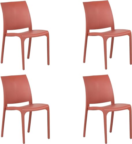 Sedia in Resina impilabile Made in Italy Design per Interno Esterno Sofia Rossa 4 pz