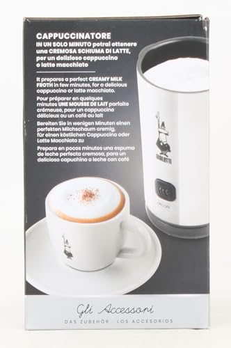 Bialetti Milk Frother Elettrico, Montalatte per Cappuccino, Capacità 150 Ml Cappuccino O 300 Ml Latte Caldo, Bianco