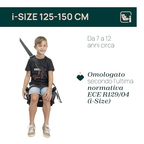 Chicco Quasar Fix i-Size, Seggiolino Auto Bambini 7-12 Anni (126-150 cm), Peso 23-36 kg, Gruppo 3, Facile da Installare con Sistema Isofix, con Braccioli Imbottiti e Seduta Confortevole, Grigio