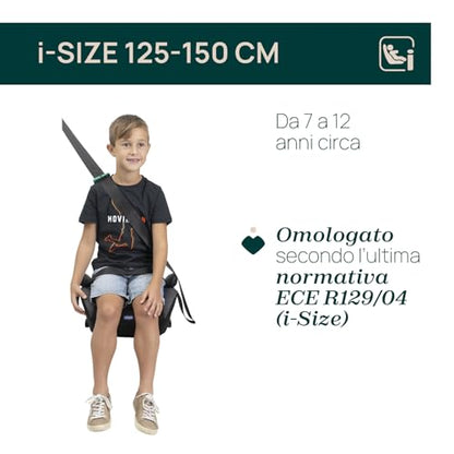 Chicco Quasar Fix i-Size, Seggiolino Auto Bambini 7-12 Anni (126-150 cm), Peso 23-36 kg, Gruppo 3, Facile da Installare con Sistema Isofix, con Braccioli Imbottiti e Seduta Confortevole, Grigio