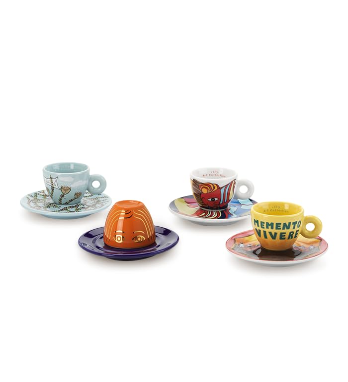 illy ART COLLECTION 25786 Tazze Biennale 2026, 4 Tazzine da Caffè Espresso Numerate e Firmate Maher, Werewere, Petersen e Rahman