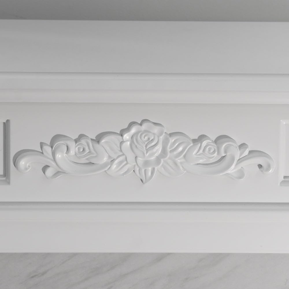 Camino elettrico caminetto da terra TRUMAN Bianco effetto marmo L121 x P38 x H108