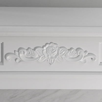 Camino elettrico caminetto da terra TRUMAN Bianco effetto marmo L121 x P38 x H108