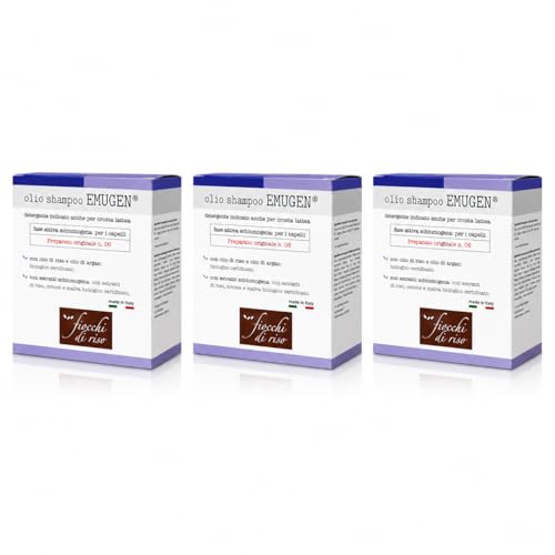 Fiocchi di Riso Olio Shampoo EMUGEN, 45ml, per Neonati, Crosta Lattea, Delicato sul Cuoio Capelluto, Senza Sostanze Chimiche