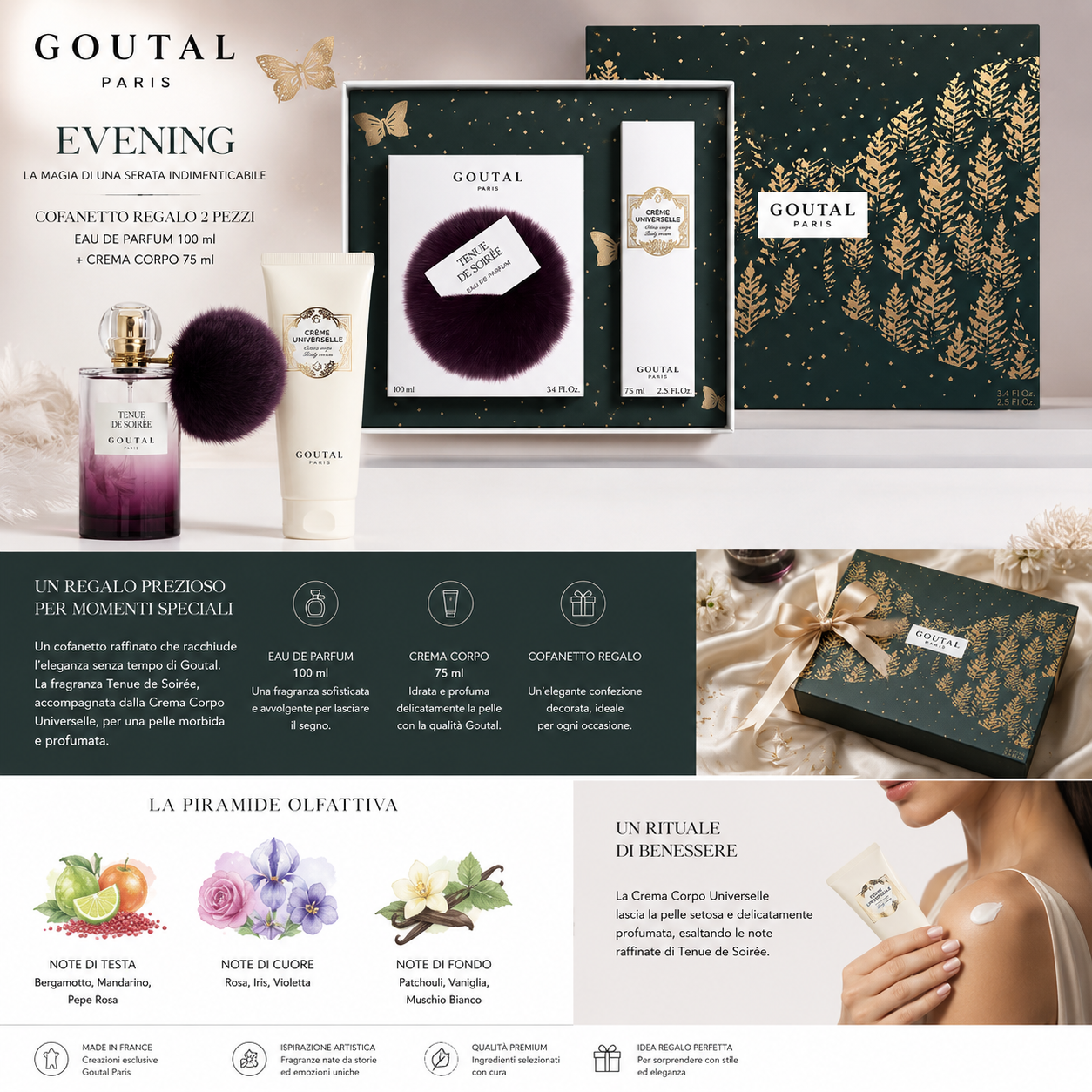 Cofanetto Regalo Goutal Evening , 2 Pezzi: Profumo Donna, Eau de Parfum da 100 ml + Crema corpo da 75 ml