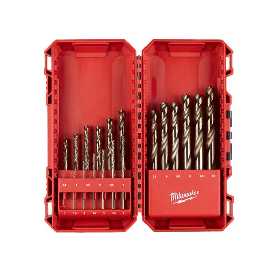 MILWAUKEE Red Cobalt Cassettina 19 Punte per Trapano Rettificate in HSS al Cobalto al Cobalto per Forare Ferro e Acciaio