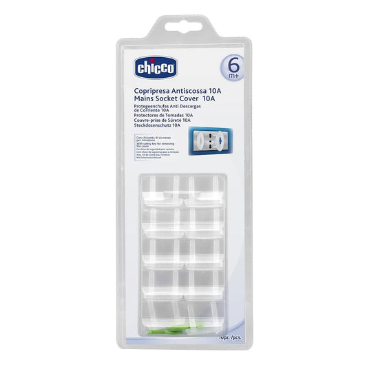 Chicco 10 Copriprese Antiscossa, 6M+ | Sicurezza per le Prese di casa , Copripresa