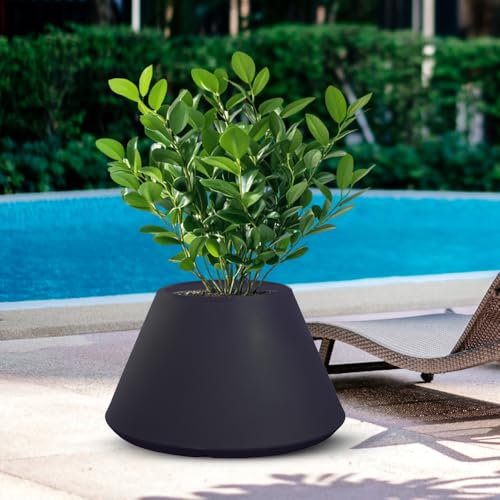 DIVINA GARDEN Vaso in resina da esterno interno per piante tondo conico design d.60x35h Stromboli Antracite
