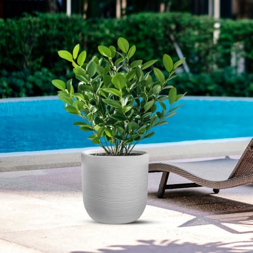 DIVINA GARDEN Vaso in Resina da Esterno Interno per Piante Cilindro di Design d.35x34h Raffaello Bianco