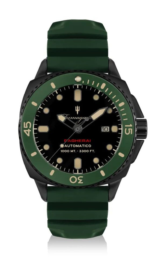 Generico FU262 Orologio da Polso Fumagazzi - Pagherai Verde, ø 46 mm, Cinturino in Silicone, Movimento Automatico, Water Resistant 1000 m