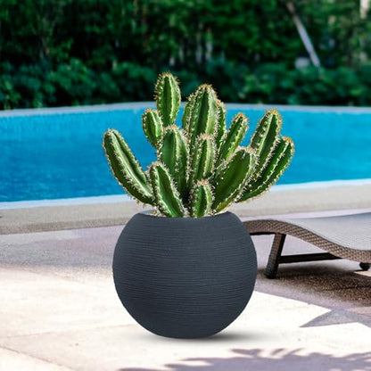DIVINA GARDEN Vaso in resina da esterno interno per piante tondo a sfera di design d.40x33h Botticelli Grigio