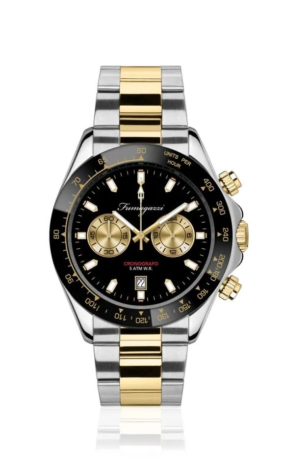 Generico FU120 Orologio da Polso Fumagazzi - Blasphemo, ø 39 mm, Cinturino Acciaio Bicolore Lucido, Movimento Cronografo, Water Resistant 5 atm