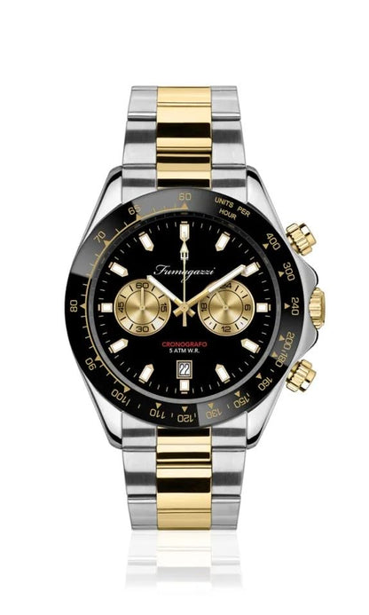 Generico FU120 Orologio da Polso Fumagazzi - Blasphemo, ø 39 mm, Cinturino Acciaio Bicolore Lucido, Movimento Cronografo, Water Resistant 5 atm