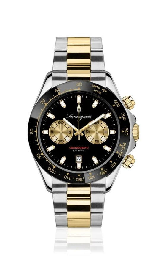 Generico FU120 Orologio da Polso Fumagazzi - Blasphemo, ø 39 mm, Cinturino Acciaio Bicolore Lucido, Movimento Cronografo, Water Resistant 5 atm