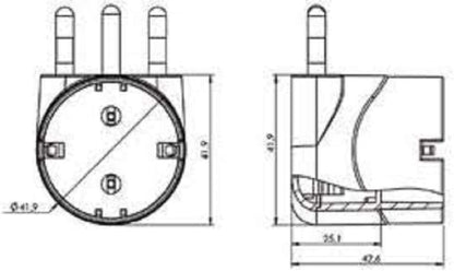 ROSI Adattatore Presa Schuko, Spina Italiano (L) 90° Salvaspazio, Plastica, Certificato CE, Confezione da 2 Pezzi, Bianco o Nero