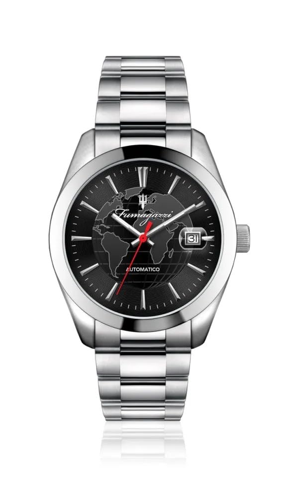 Generico FU118 Orologio da Polso Fumagazzi - TerraPiatta, ø 39 mm, Cinturino Acciaio Solido Lucido, Movimento Meccanico Automatico, Water Resistant 5 atm