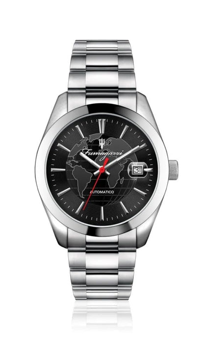 Generico FU118 Orologio da Polso Fumagazzi - TerraPiatta, ø 39 mm, Cinturino Acciaio Solido Lucido, Movimento Meccanico Automatico, Water Resistant 5 atm