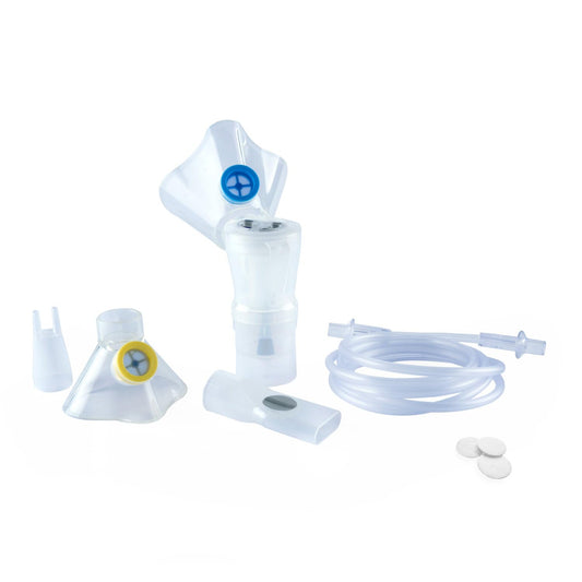 Chicco Easy Breath Kit per Aerosol, Set composto da una mascherina pediatrica e una per adulti, Ampolla Breath Enhanced, un tubo dell'aria, Boccaglio, Forcella nasale, Filtri di ricambio, 0m+
