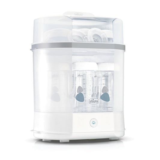 Chicco Sterilizzatore Elettrico, Sterilizzatore Biberon, Tiralatte e Ciuccio, con 3 Configurazioni e Spegnimento Automatico, Adatto al Microonde, per Sterilizzare Fino a 6 Biberon da 330 ml, Bianco