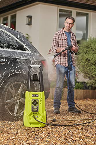 Ryobi RY120PWA, Idropulitrice 1600W 120 bar, Leggera e Compatta, con Maniglia per il Trasporto, Portata Massima di 420 L/h, 1600W