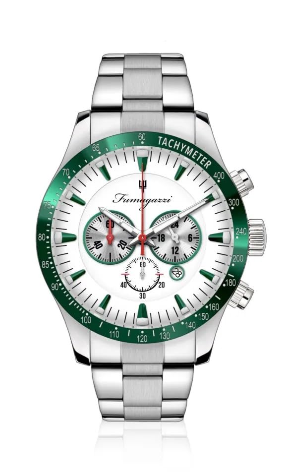 Generico FU185 Orologio da Polso Fumagazzi - Velocs Drago, ø 45 mm, Cinturino Acciaio Lucido, Movimento Cronografo al Quarzo, Water Resistant 5 atm