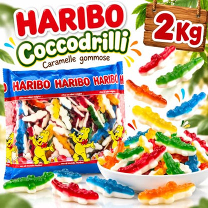 HARIBO Caramelle Gommose Coccodrilli Assortiti 2 Kg | Busta da 2 Kg, Colori Assortiti, Per Feste ed Eventi