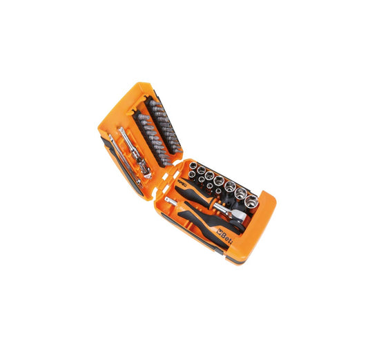 Beta 900/C39-R Set di 11 Chiavi a Bussola Esagonali, 21 Inserti per Avvitatori e 7 Accessori, in Cassetta di Plastica