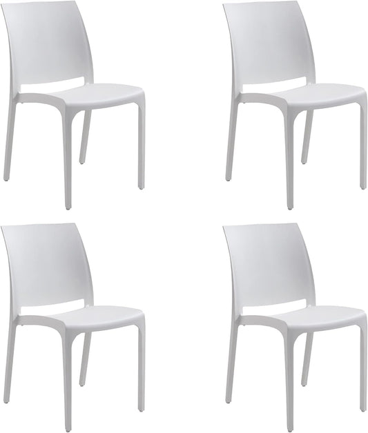 DIVINA HOME Sedia set 4 pz in resina impilabile made in Italy design per interno esterno SOFIA Bianca