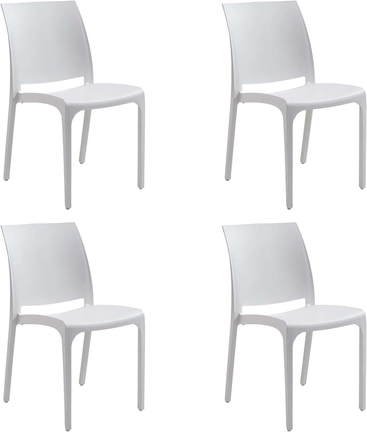 DIVINA HOME Sedia set 4 pz in resina impilabile made in Italy design per interno esterno SOFIA Bianca