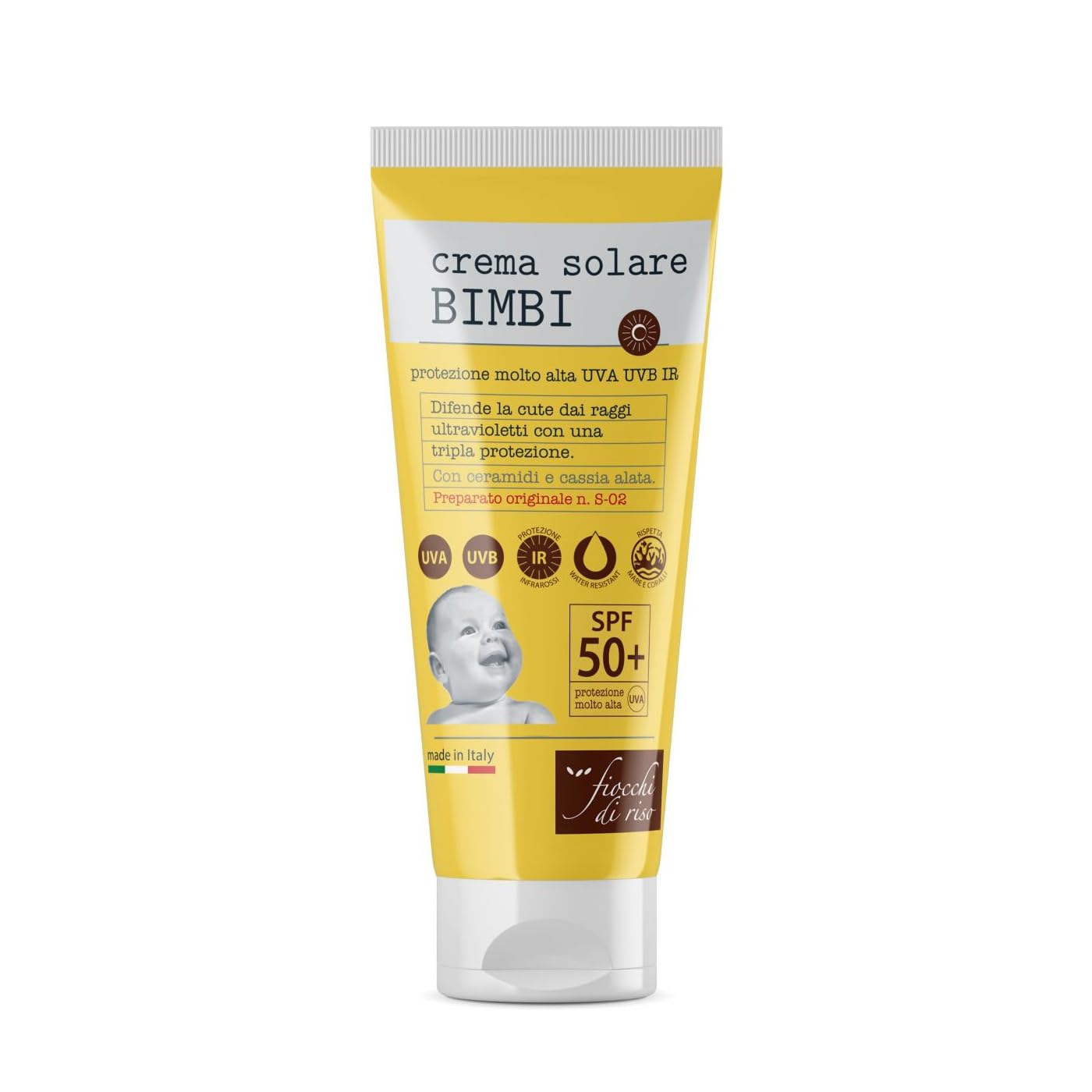 Fiocchi Di Riso Crema Solare Bimbi 50+ 100ml Tripla protezione (UVA, UVB, IR)