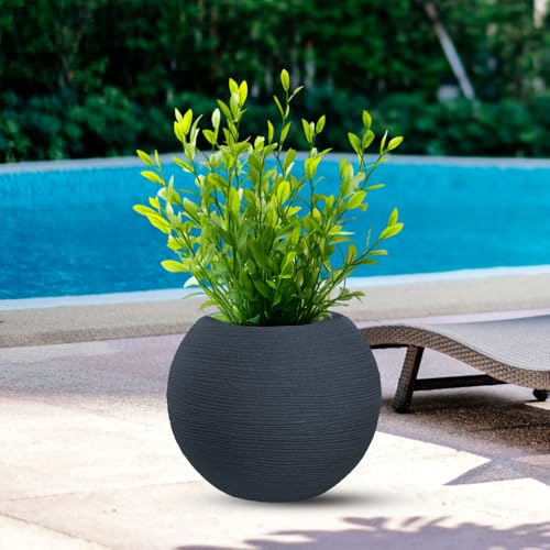 DIVINA GARDEN Vaso in resina da esterno interno per piante tondo a sfera di design d.40x33h Botticelli Grigio