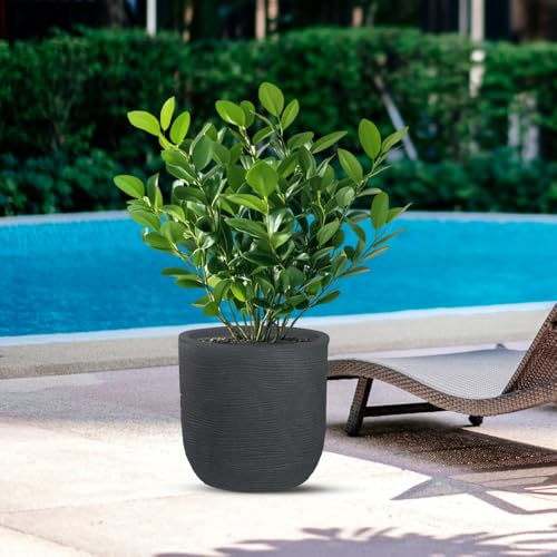 DIVINA GARDEN Vaso in resina da esterno interno per piante cilindro di design d.35x34h Raffaello Grigio