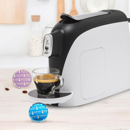 Bialetti Mignon, Macchina Caffè Espresso Incluse 32 Capsule, Funziona esclusivamente con Capsule Bialetti, Bianco